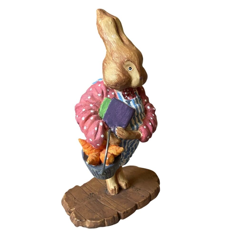 Dept 56 General Store School Girl Bunny Rabbit Bucket Carrots School Book 5 inch - Picture 6 of 7